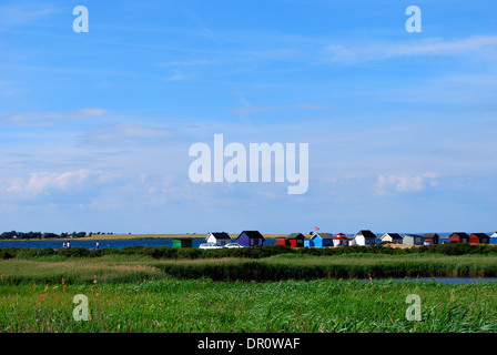 Aero island, cabines de plage à Aeroskobing Vesterstrand, Fionie, Danemark, Scandinavie, Europe Banque D'Images