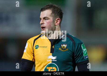 Northampton, Royaume-Uni. 17 Jan, 2014. Stephen MYLER (Northampton Saints) photographié au cours de la Heineken Cup Pool 1 match de rugby entre Northampton Saints et Castres de Franklin's Gardens. Credit : Action Plus Sport/Alamy Live News Banque D'Images