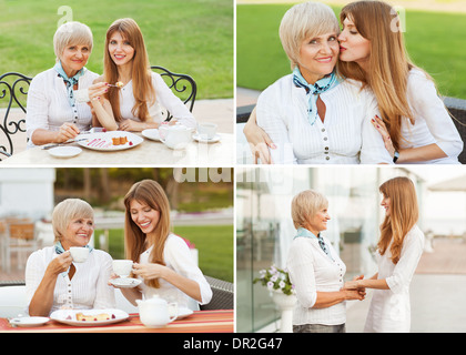 Mère et fille adultes heureux Banque D'Images