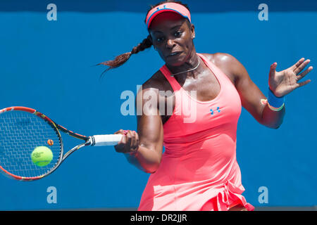 Melbourne, Victoria, Australie. 18 janvier, 2014. 18 janvier 2014 : 13ème seed Sloane STEPHENS (USA) en action dans un 3ème match contre Elina Svitolina (UKR) au jour 6 de l'Australian Open 2014 Tournoi de tennis du grand chelem à Melbourne Park, Melbourne, Australie. Bas Sydney/Cal Sport Media/Alamy Live News Banque D'Images