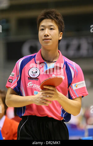 Tokyo Metropolitan Gymnasium, Tokyo, Japon. 17 Jan, 2014. Jun Mizutani, le 17 janvier 2014 - Tennis de Table : Tous les Championnats de Tennis de Table Japon masculin au Tokyo Metropolitan Gymnasium, Tokyo, Japon. Credit : YUTAKA/AFLO SPORT/Alamy Live News Banque D'Images