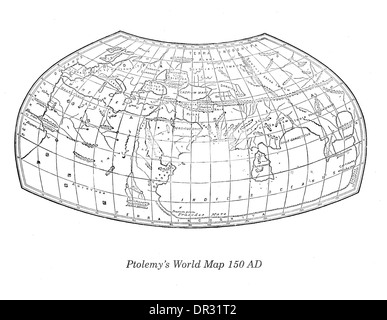 Claude Ptolémée (90-168AD) carte du monde en projection sphérique c 150annonce astrologue, astronome, géographe, mathématicien et poète Banque D'Images