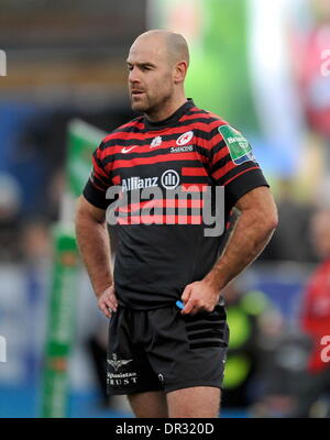 Hendon, Londres, Royaume-Uni. 18 janvier, 2014. Charlie Hodgson des Sarrasins au cours de la Heineken Cup match entre sarrasins et Connacht Rugby de Allianz Park Stadium le 118, Crédit : Action Plus Sport/Alamy Live News Banque D'Images