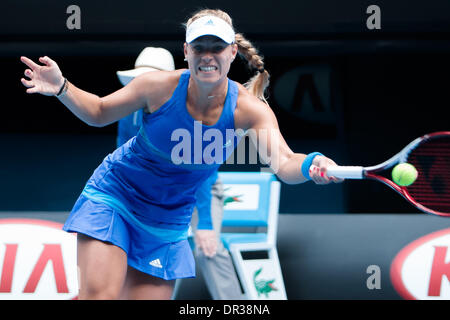 Melbourne, Victoria, Australie. 19 Jan, 2014. 19 janvier 2014 : 9ème Angelique KERBER de semences (GER) en action dans un 4ème match contre des semences 28 Flavia PENNETTA (ITA) au jour 7 de l'Australian Open 2014 Tournoi de tennis du grand chelem à Melbourne Park, Melbourne, Australie. Bas Sydney/Cal Sport Media/Alamy Live News Banque D'Images