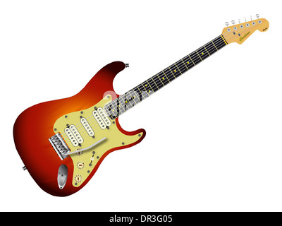 Une couleur sunburst guitare électrique solid body isolé sur fond blanc Banque D'Images