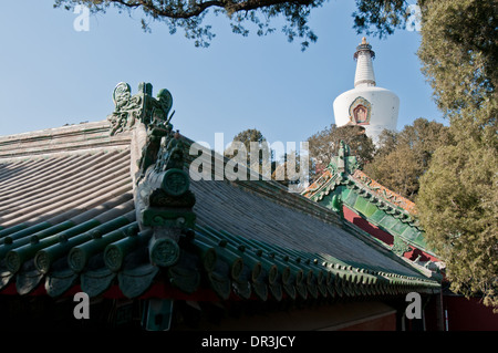 Bai Ta stupa (connu sous le nom de Pagode blanche ou blanc Dagoba) dans le parc Beihai, Dongcheng District, Beijing, Chine Banque D'Images