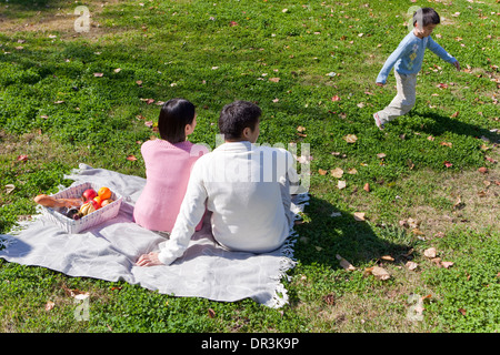 Family having picnic Banque D'Images