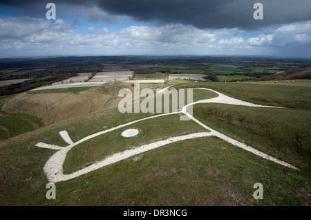 The Uffington White Horse, Wiltshire, Royaume-Uni. Banque D'Images