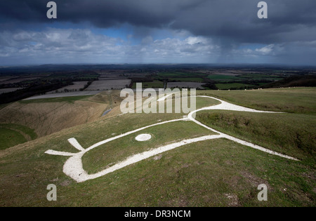 The Uffington White Horse, Wiltshire, Royaume-Uni. Banque D'Images