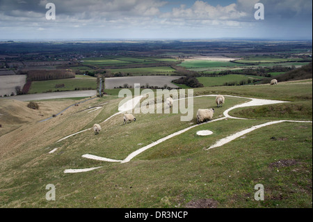 The Uffington White Horse, Wiltshire, Royaume-Uni. Banque D'Images