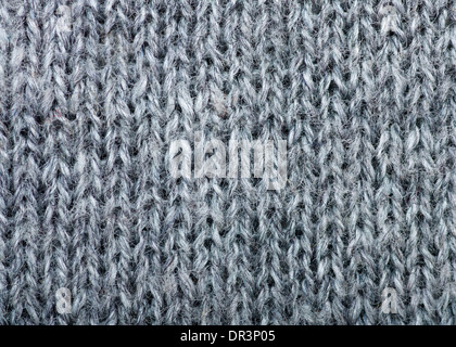 Détail de macro texture laine tricoté gris ou l'arrière-plan Banque D'Images