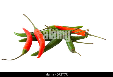 Rouge et chaude piments frais vert Banque D'Images