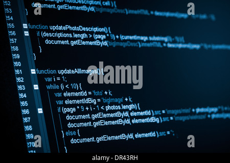 Le code du programme sur un moniteur Banque D'Images