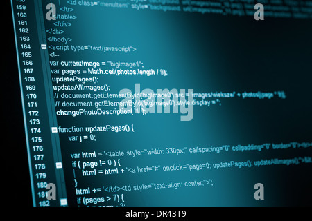 Le code du programme sur un moniteur Banque D'Images