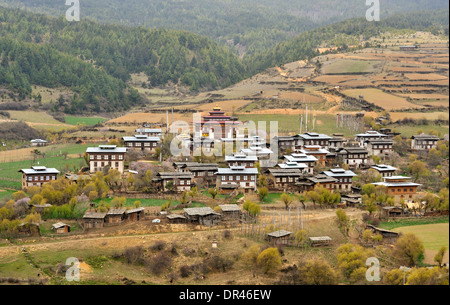 Ville d'Ura, Ura, vallée, Bumthang Bhoutan Banque D'Images