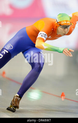 Nagano, au Japon. 18 janvier, 2014. Margot Boer (NED) : Patinage de vitesse des Pays-Bas skates dans la Women's 500m pendant les championnats du monde de patinage de vitesse Sprint championnat au M-Wave à Nagano, au Japon . Credit : AFLO/Alamy Live News Banque D'Images