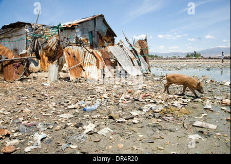 25 avr 2009 - Port-au-Prince, Haïti - maisons faites de feuilles d'étain sont tous plus peut se permettre dans le bidonville de Cité Soleil à Port-au-Prince, la maison d'environ 300 000 Haïtiens pauvres. (Crédit Image : © David Snyder/ZUMA Press) Banque D'Images