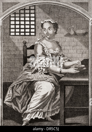 Marie Catherine Taperet 1728 - 1755. Vu ici en prison avant d'être exécutée à la place de grêve, Paris, France. Banque D'Images