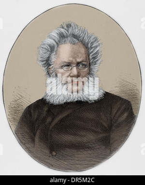 Henrik Ibsen (1828-1906). Dramaturge norvégien. Dans la gravure Illustration, 1893 Catalan. De couleur. Banque D'Images