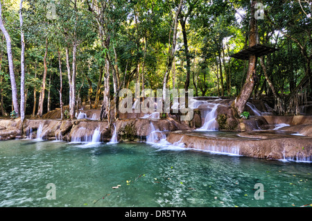 Cascade de Tad Sae, Luang Prabang Banque D'Images