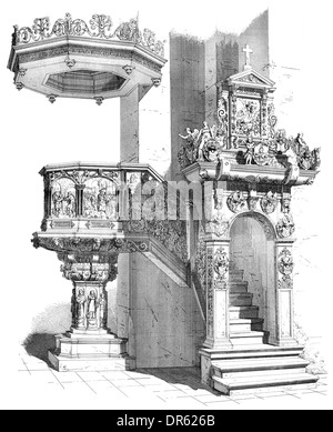 De style Renaissance, chaire, xvie siècle, la cathédrale de Trèves Trierer Dom aussi, Trèves, Rhénanie-Palatinat, Allemagne Banque D'Images