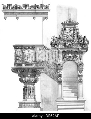 De style Renaissance, chaire, xvie siècle, la cathédrale de Trèves Trierer Dom aussi, Trèves, Rhénanie-Palatinat, Allemagne Banque D'Images