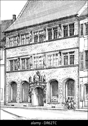 16e siècle, Martino-Katharineum Gymnasium grammar school, 1592, détruit pendant la Seconde Guerre mondiale, Braunschweig, Basse-Saxe, Allemagne Banque D'Images