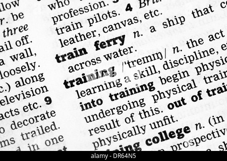 Dictionnaire Définition Formation libre noir et blanc Banque D'Images