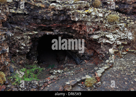 Entrée de la grotte Cueva de los Verdes, Lanzarote, îles canaries, espagne Banque D'Images