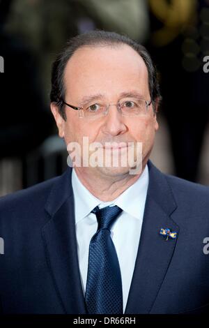 La Haye, aux Pays-Bas. 20 Jan, 2014. Le Président français François Hollande visite le Scheepvaartmuseum pour une réunion d'affaires avec les entreprises françaises et néerlandaises ainsi que Premier ministre néerlandais Rutte dans Amsterdam, 20 janvier 2014. Photo : Patrick van Katwijk/dpa/Alamy Live News Banque D'Images