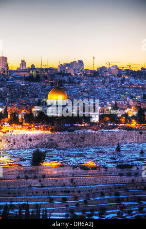 Aperçu de la vieille ville de Jérusalem, Israël avec le dôme du Rocher Banque D'Images