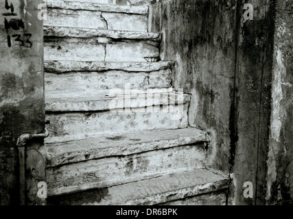 Détail d'un résumé de la vieille ville de Jodhpur au Rajasthan en Inde en Asie du Sud. Noir et Blanc Monochrome Mono Observation Art Banque D'Images