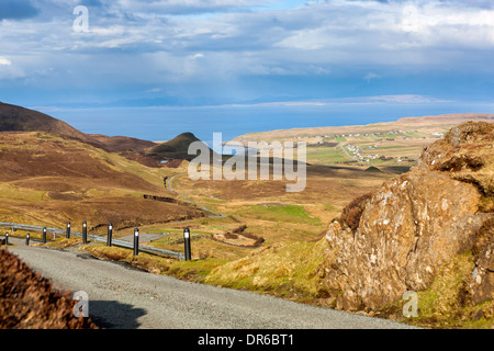 Le Quiraing un glissement sur la face est de Meall na Suiramach. Banque D'Images