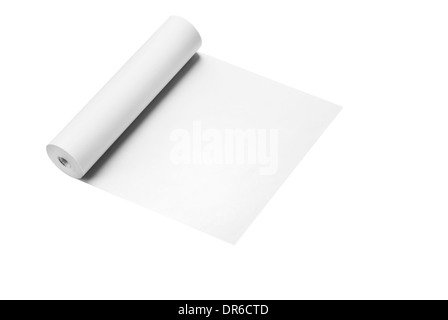 Rouleau de papier fax thermique, isolated on white Banque D'Images