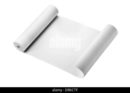 Rouleau de papier fax thermique, isolated on white Banque D'Images