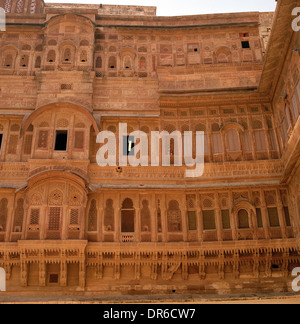 La photographie de voyage - Le Fort Mehrangarh building à Jodhpur, au Rajasthan en Inde en Asie du Sud. L'histoire de l'architecture Banque D'Images