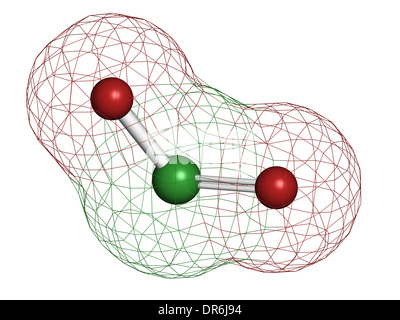 Le Dioxyde De Chlore (ClO2) Molécule. Employée Au Blanchiment De La Pâte Et  Pour La Désinfection De L'eau Potable. Atomes Sont Représentés Comme Des  Sphères Avec Codage Classique De Couleur: Chlore (vert)