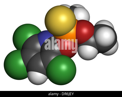 Molécule de pesticide organophosphoré chlorpyrifos. Toxiques et cancérogènes. Principalement utilisé dans l'agriculture. Banque D'Images