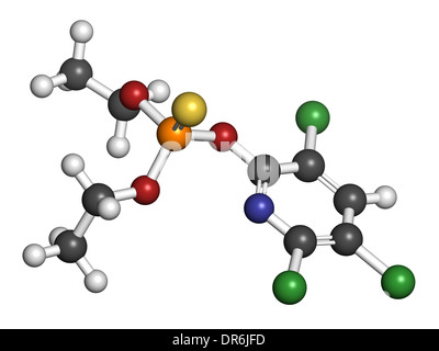 Molécule de pesticide organophosphoré chlorpyrifos. Toxiques et cancérogènes. Principalement utilisé dans l'agriculture. Banque D'Images