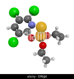 Molécule de pesticide organophosphoré chlorpyrifos. Toxiques et cancérogènes. Principalement utilisé dans l'agriculture. Banque D'Images