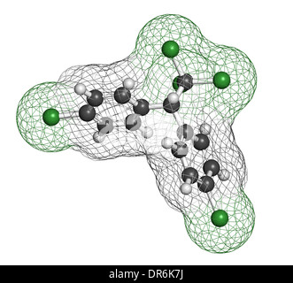 Le DDT (dichlorodiphényltrichloroéthane) molécule. Pesticide controversé, utilisé dans l'agriculture et pour le vecteur du paludisme. Banque D'Images