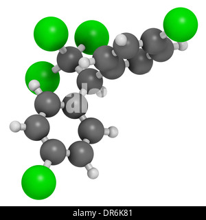 Le DDT (dichlorodiphényltrichloroéthane) molécule. Pesticide controversé, utilisé dans l'agriculture et pour le vecteur du paludisme. Banque D'Images