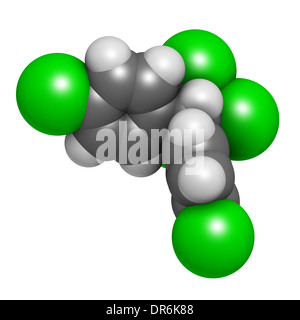 Le DDT (dichlorodiphényltrichloroéthane) molécule. Pesticide controversé, utilisé dans l'agriculture et pour le vecteur du paludisme. Banque D'Images