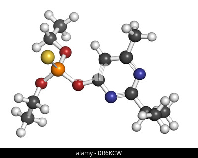 Molécule d'insecticides organophosphorés Diazinon. Les atomes sont représentés comme des sphères avec codage couleur classiques Banque D'Images