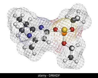 Molécule d'insecticides organophosphorés Diazinon. Les atomes sont représentés comme des sphères avec codage couleur classiques Banque D'Images