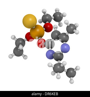 Molécule d'insecticides organophosphorés Diazinon. Les atomes sont représentés comme des sphères avec codage couleur classiques Banque D'Images