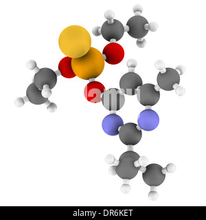 Molécule d'insecticides organophosphorés Diazinon. Les atomes sont représentés comme des sphères avec codage couleur classiques Banque D'Images