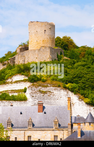 Campagne française ancienne tour de château de La Roche Guyon Banque D'Images