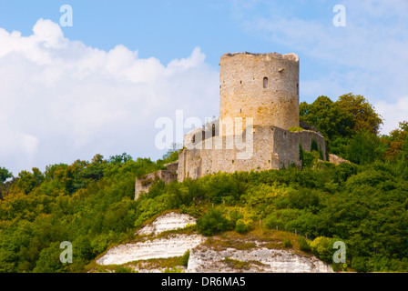 Campagne française ancienne tour de château de La Roche Guyon Banque D'Images