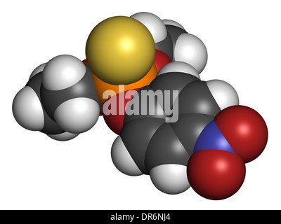Molécule de pesticide parathion. Insecticide organophosphoré, a également été utilisé comme arme chimique. Banque D'Images